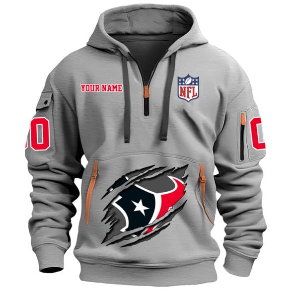 Houston Texans New Personalized Quarter Zip Hoodie Limited Edition AMACOQZH000078 - Image 3