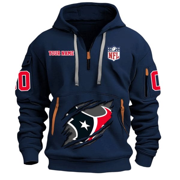 Houston Texans New Personalized Quarter Zip Hoodie Limited Edition AMACOQZH000078 - Image 4