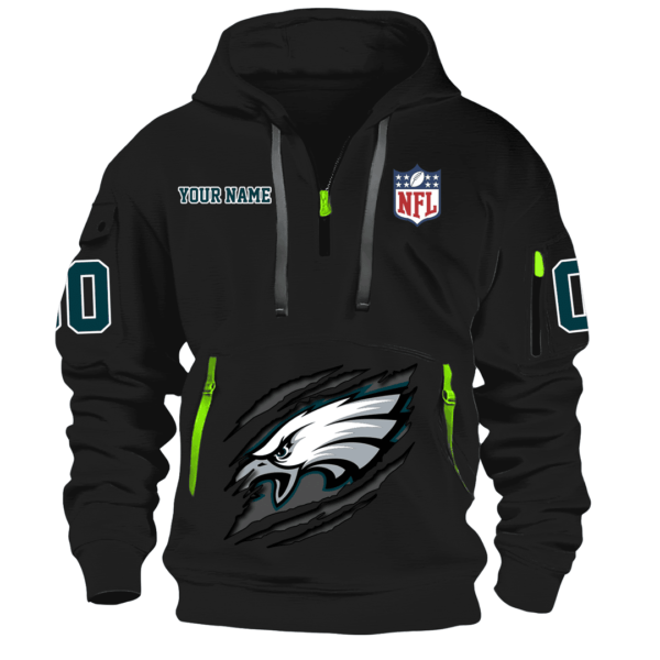 Philadelphia Eagles New Personalized Quarter Zip Hoodie Limited Edition AMACOQZH000091 - Image 2