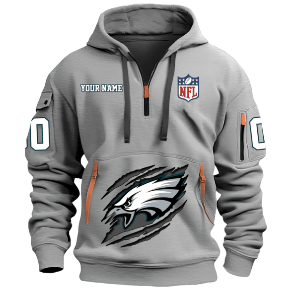 Philadelphia Eagles New Personalized Quarter Zip Hoodie Limited Edition AMACOQZH000091 - Image 3