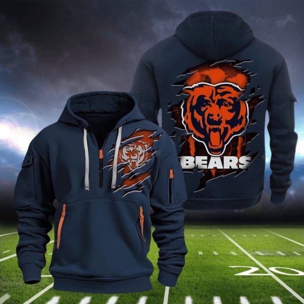 Chicago Bears New Personalized Quarter Zip Hoodie Limited Edition AMACOQZH000065 - Image 4