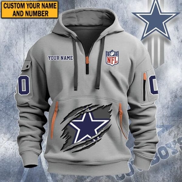 Dallas Cowboys New Personalized Quarter Zip Hoodie Limited Edition AMACOQZH000062 - Image 4