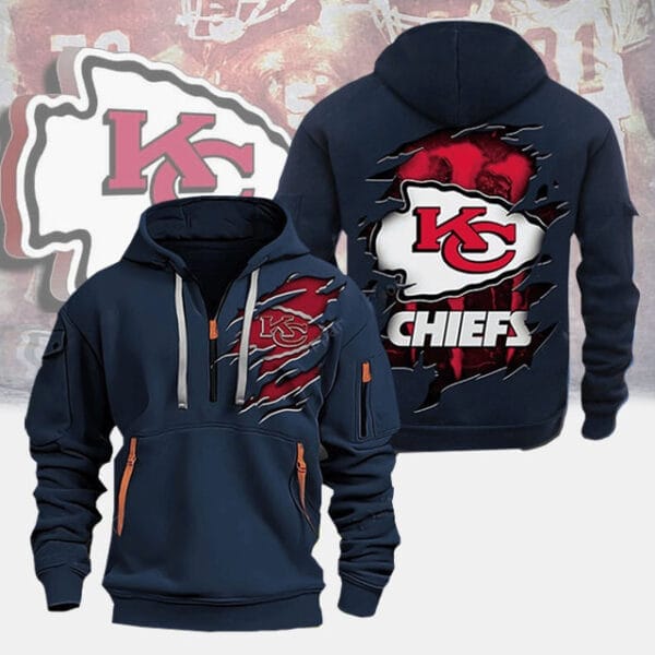 Kansas City Chiefs New Personalized Quarter Zip Hoodie Limited Edition AMACOQZH000064 - Image 2