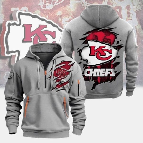 Kansas City Chiefs New Personalized Quarter Zip Hoodie Limited Edition AMACOQZH000064 - Image 3