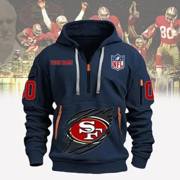 San Francisco 49ers New Personalized Quarter Zip Hoodie Limited Edition AMACOQZH000071 - Image 2