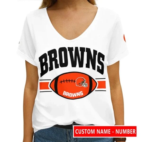 Cleveland Browns Personalized V-neck Women T-shirt AGCWTS134 - Image 2