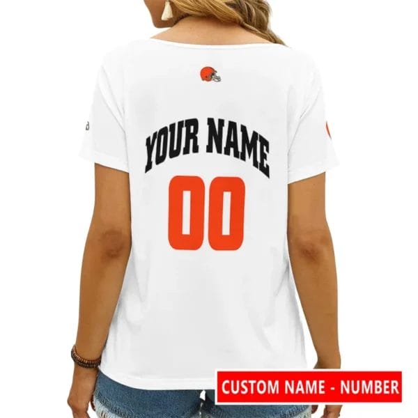 Cleveland Browns Personalized V-neck Women T-shirt AGCWTS134 - Image 3