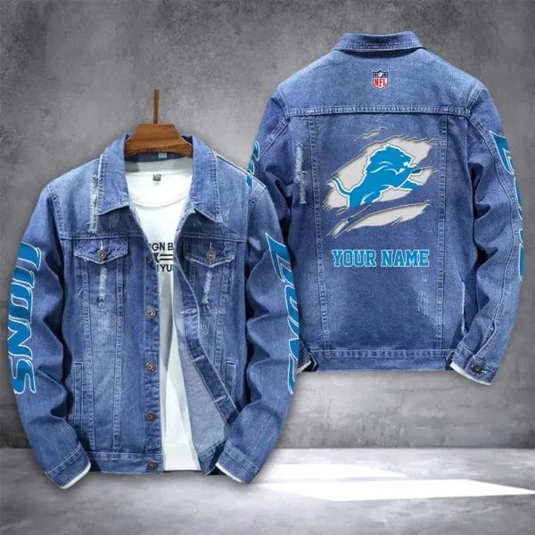 Detroit Lions Personalized New Denim Jacket AMACOJ00023
