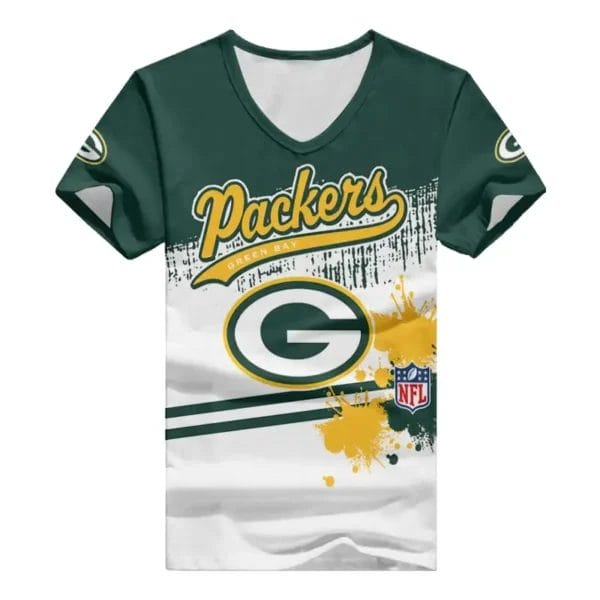 Green Bay Packers V-neck Women T-shirt BG626 - Image 3