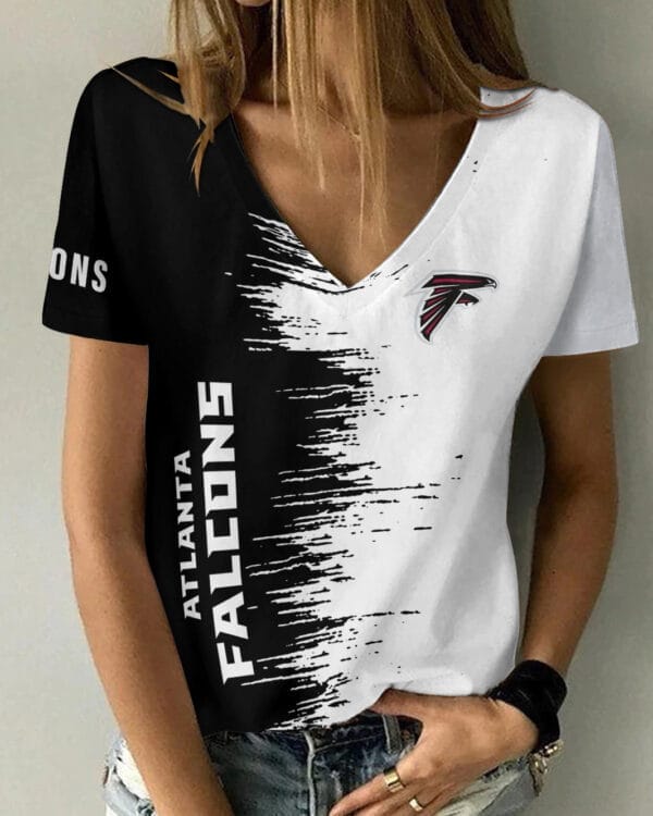 Atlanta Falcons Summer V-neck Women T-shirt BG19 - Image 4