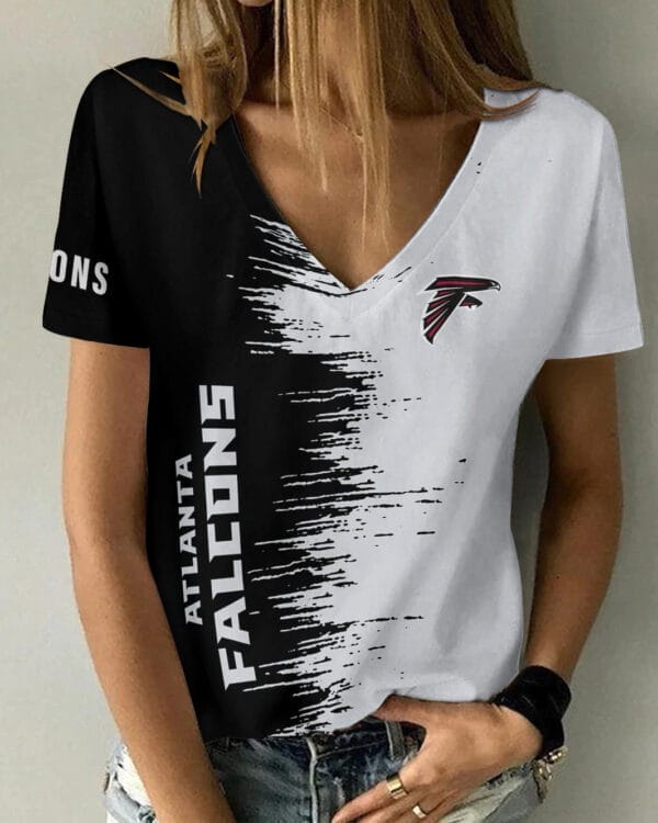 Atlanta Falcons Summer V-neck Women T-shirt BG19 - Image 5