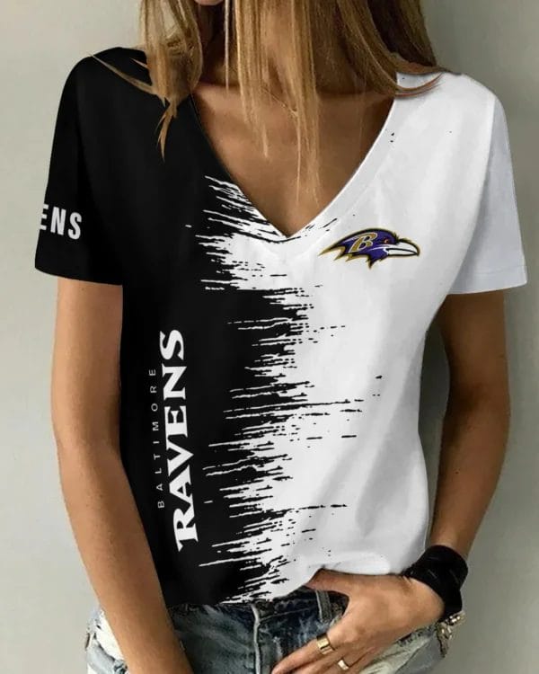 Baltimore Ravens Summer V-neck Women T-shirt BG26 - Image 3