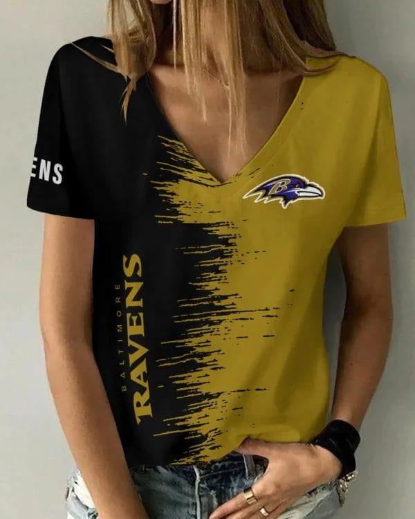 Baltimore Ravens Summer V-neck Women T-shirt BG26 - Image 5