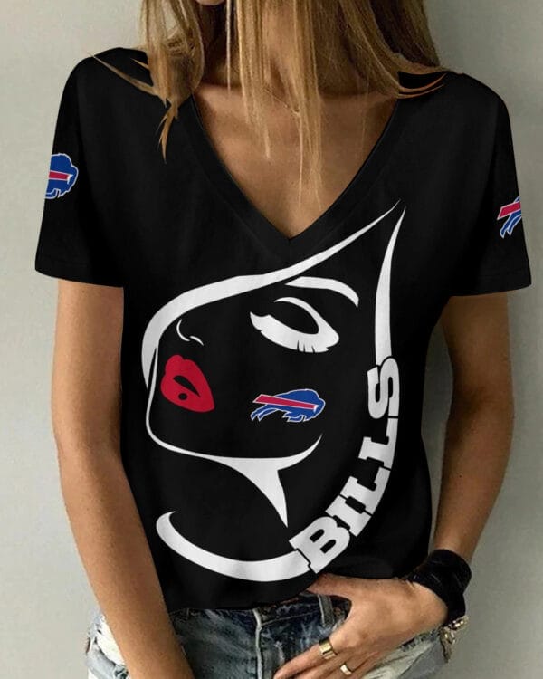 Buffalo Bills Summer V-neck Women T-shirt 130 - Image 5