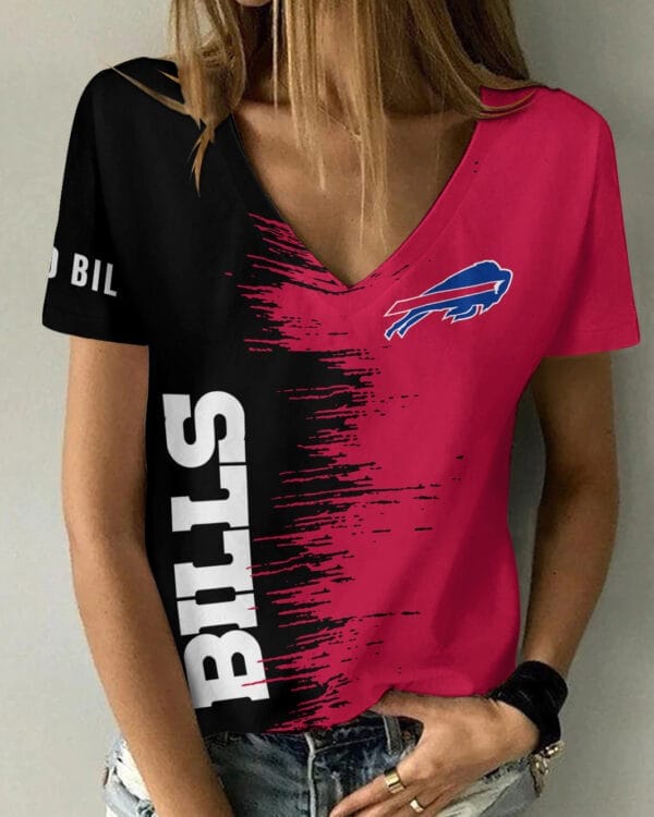 Buffalo Bills Summer V-neck Women T-shirt BG11 - Image 5