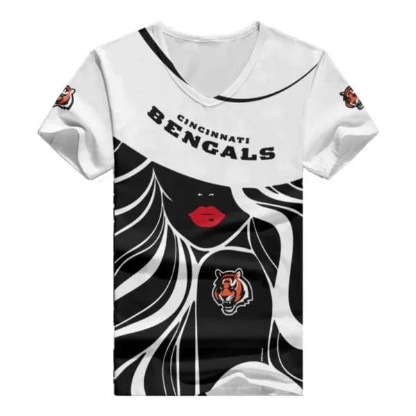 Cincinnati Bengals Personalized Summer V-neck Women T-shirt 147 - Image 4