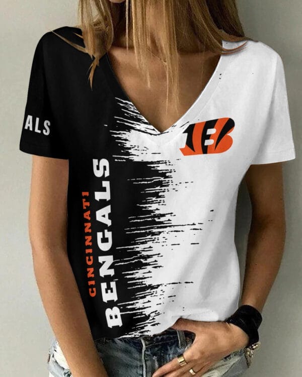 Cincinnati Bengals Summer V-neck Women T-shirt BG03 - Image 2