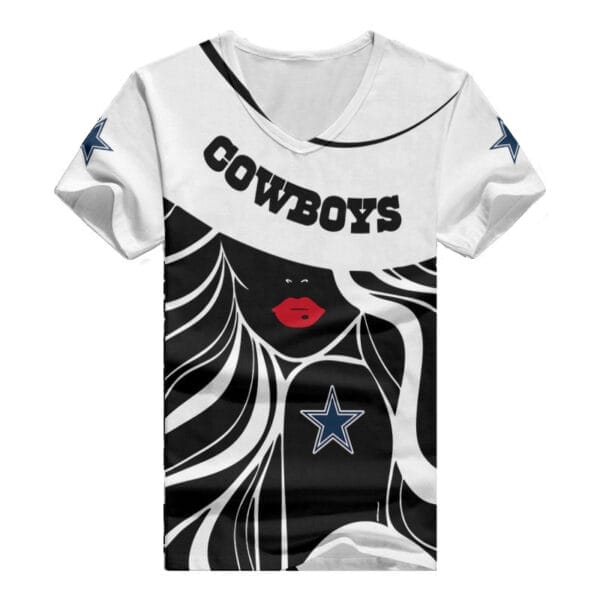 Dallas Cowboys Personalized Summer V-neck Women T-shirt 148 - Image 3