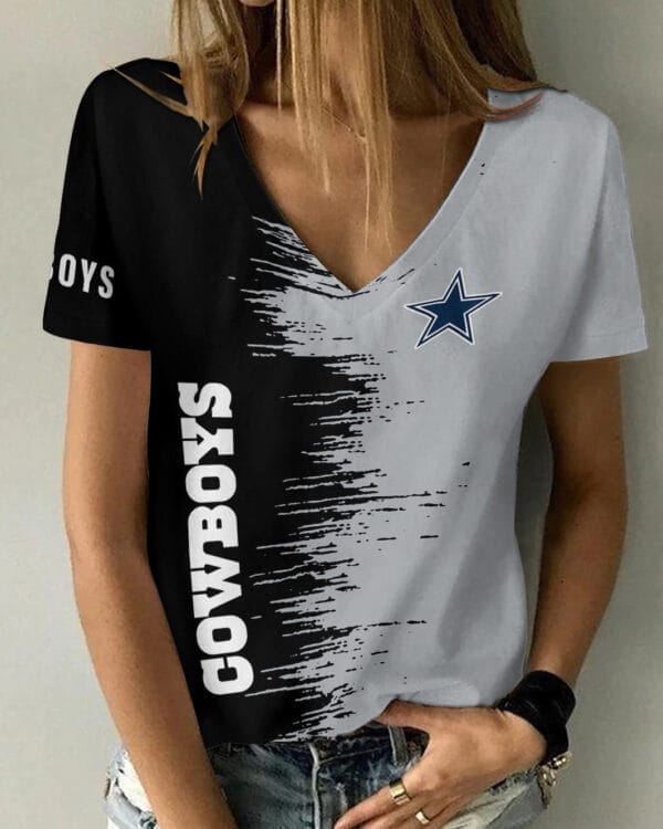 Dallas Cowboys Summer V-neck Women T-shirt BG17 - Image 3