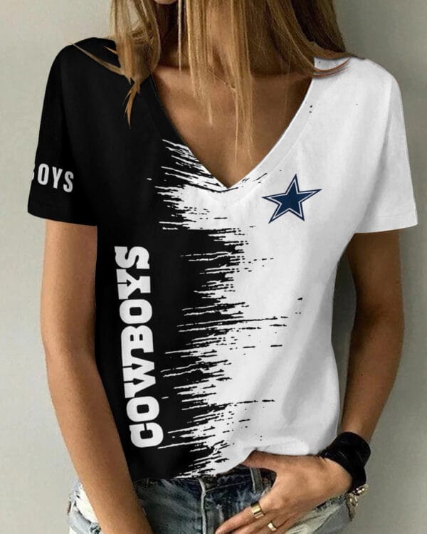 Dallas Cowboys Summer V-neck Women T-shirt BG17 - Image 5