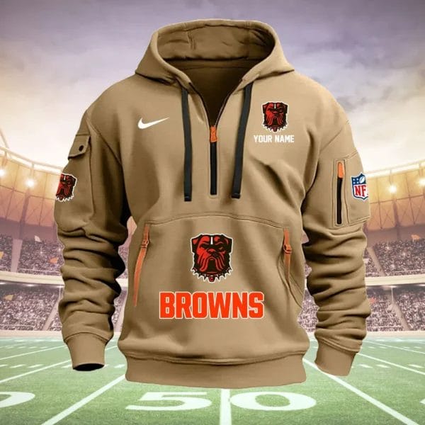 Cleveland Browns New Personalized Quarter Zip Hoodie Limited Edition AMACOQZH000010 - Image 3