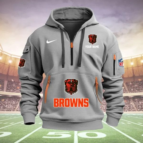 Cleveland Browns New Personalized Quarter Zip Hoodie Limited Edition AMACOQZH000010 - Image 4
