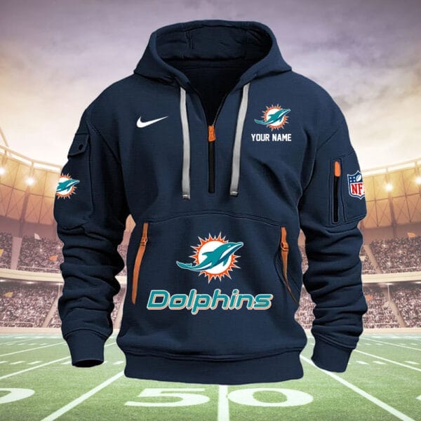 Miami Dolphins New Personalized Quarter Zip Hoodie Limited Edition AMACOQZH000005 - Image 2