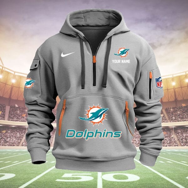 Miami Dolphins New Personalized Quarter Zip Hoodie Limited Edition AMACOQZH000005 - Image 4