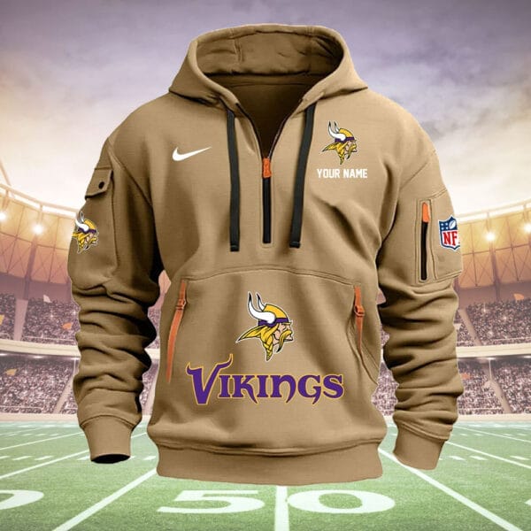 Minnesota Vikings New Personalized Quarter Zip Hoodie Limited Edition AMACOQZH000013 - Image 3