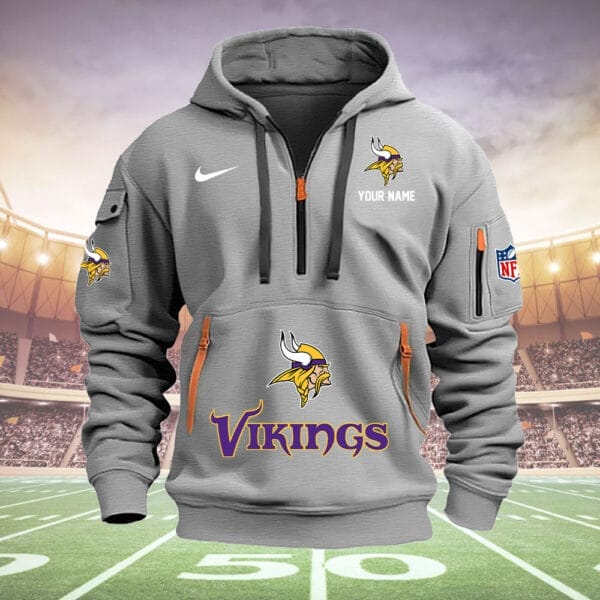 Minnesota Vikings New Personalized Quarter Zip Hoodie Limited Edition AMACOQZH000013 - Image 4
