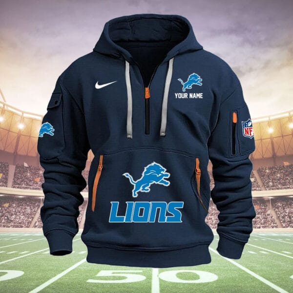 Detroit Lions New Personalized Quarter Zip Hoodie Limited Edition AMACOQZH000015 - Image 2