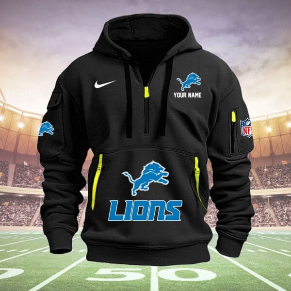 Detroit Lions New Personalized Quarter Zip Hoodie Limited Edition AMACOQZH000015