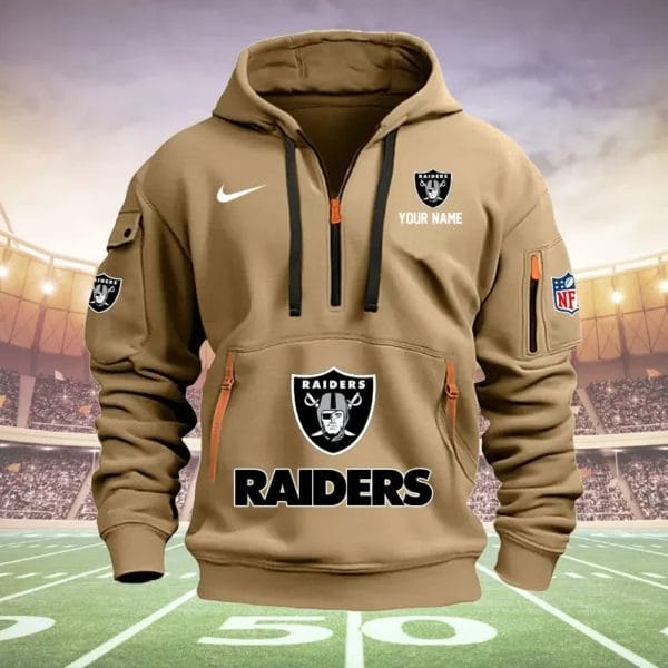 Las Vegas Raiders New Personalized Quarter Zip Hoodie Limited Edition AMACOQZH000021 - Image 3