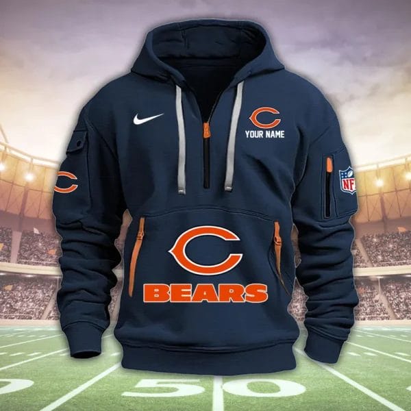 Chicago Bears New Personalized Quarter Zip Hoodie Limited Edition AMACOQZH000029 - Image 2