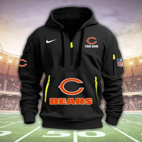 Chicago Bears New Personalized Quarter Zip Hoodie Limited Edition AMACOQZH000029