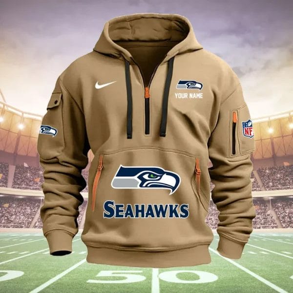 Seattle Seahawks New Personalized Quarter Zip Hoodie Limited Edition AMACOQZH000032 - Image 3