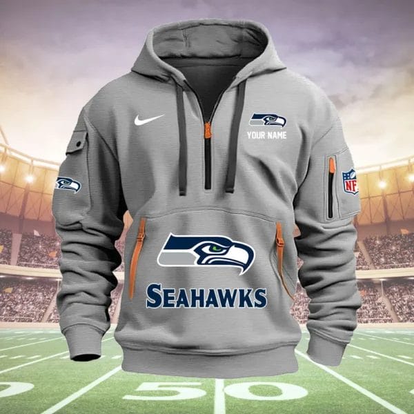 Seattle Seahawks New Personalized Quarter Zip Hoodie Limited Edition AMACOQZH000032 - Image 4