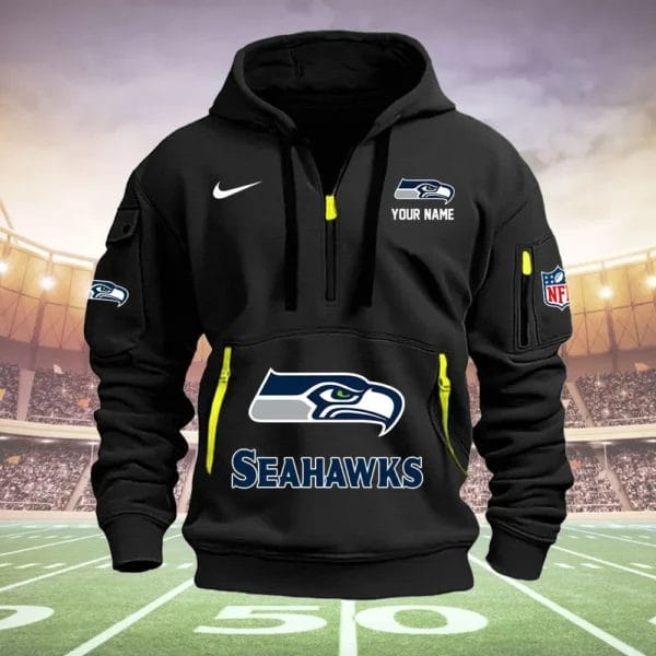 Seattle Seahawks New Personalized Quarter Zip Hoodie Limited Edition AMACOQZH000032
