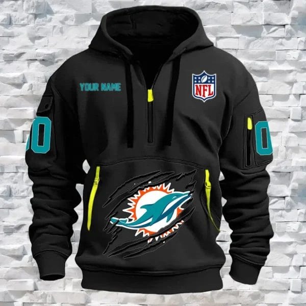 Miami Dolphins New Personalized Quarter Zip Hoodie Limited Edition AMACO08 - Image 2