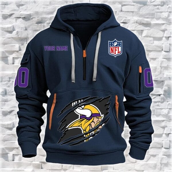 Minnesota Vikings New Personalized Quarter Zip Hoodie Limited Edition AMACO10 - Image 4