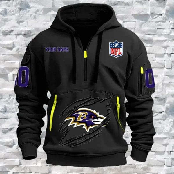 Baltimore Ravens New Personalized Quarter Zip Hoodie Limited Edition AMACO21 - Image 2
