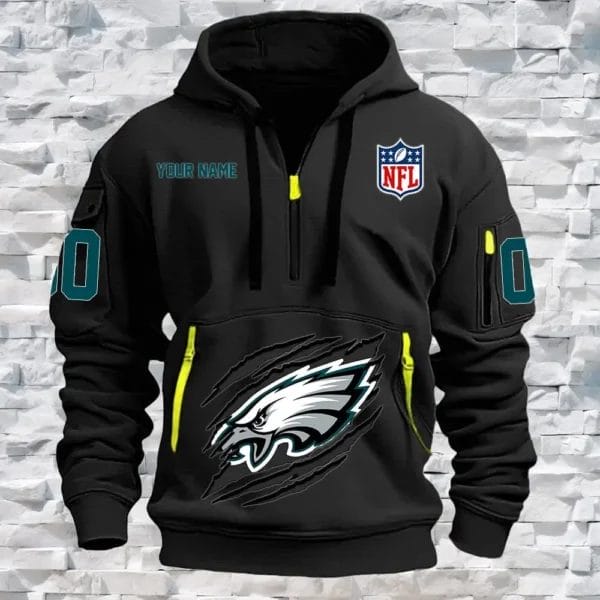 Philadelphia Eagles New Personalized Quarter Zip Hoodie Limited Edition AMACO32 - Image 2