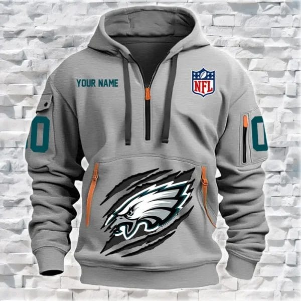 Philadelphia Eagles New Personalized Quarter Zip Hoodie Limited Edition AMACO32 - Image 3