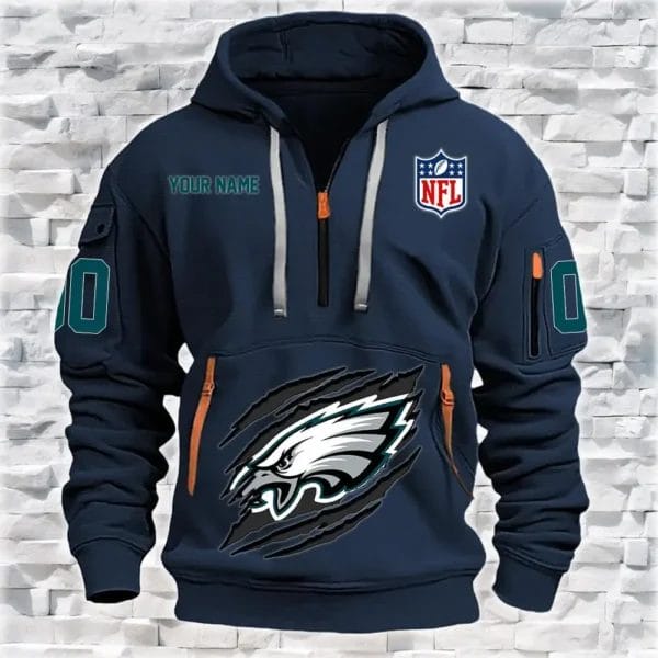 Philadelphia Eagles New Personalized Quarter Zip Hoodie Limited Edition AMACO32 - Image 4