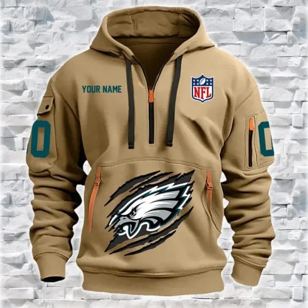 Philadelphia Eagles New Personalized Quarter Zip Hoodie Limited Edition AMACO32