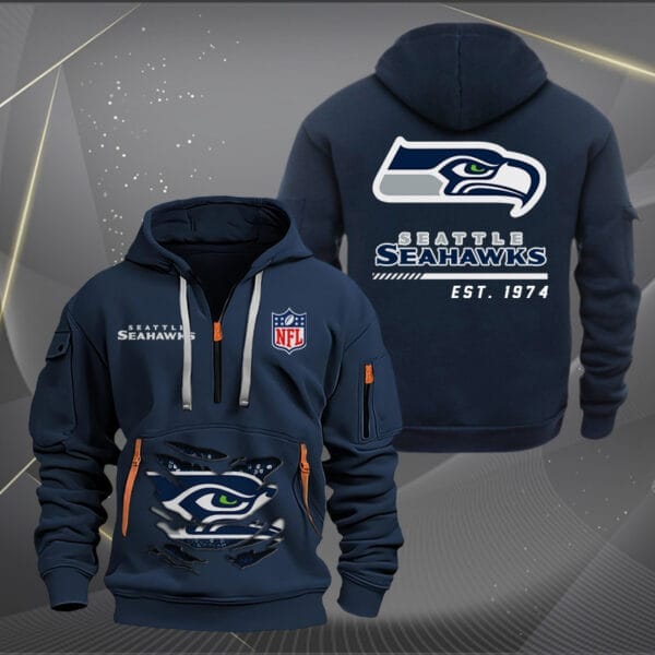 Seattle Seahawks New Personalized Quarter Zip Hoodie Limited Edition AMACOQZH000123 - Image 2