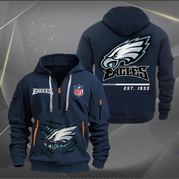 Philadelphia Eagles New Personalized Quarter Zip Hoodie Limited Edition AMACOQZH000120 - Image 2