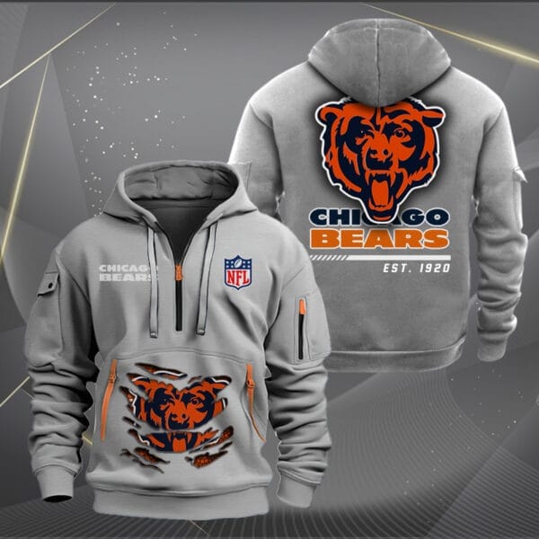 Chicago Bears New Personalized Quarter Zip Hoodie Limited Edition AMACOQZH000100 - Image 3