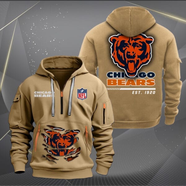 Chicago Bears New Personalized Quarter Zip Hoodie Limited Edition AMACOQZH000100 - Image 4