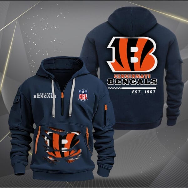 Cincinnati Bengals New Personalized Quarter Zip Hoodie Limited Edition AMACOQZH000101 - Image 2
